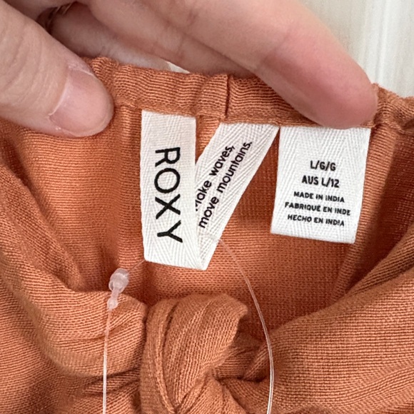 Roxy Rust Orange Knit Top with Branded Button - Picture 3 of 7